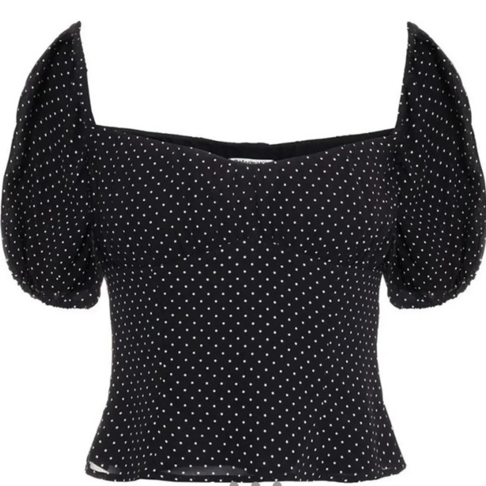Reformation Berry Top Black Polka Dot Blouse EUC